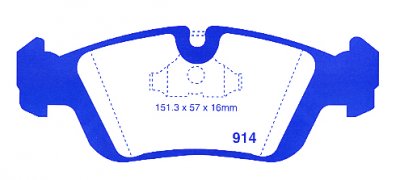 DP5914NDX EBC Brakes колодки тормозные перед BMW 3 Series (E36), 3 (E46), Z3; WIESMANN MF 25, MF 28 Ширина 151мм, Высота 57мм, Толщина 16мм