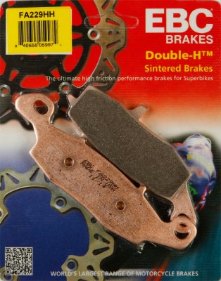 FA229HH EBC BRAKES Double-H™ тормозные колодки  KAWASAKI ER, GPZ, KLE, KLR, KLV, VN, Z, ZR; SUZUKI DL, GSF, GSR, GSX, M1500, SFV, SV, TU, VL 1995-2012 года выпуска