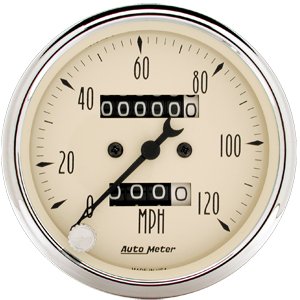 3-1/8" сподометр, 120 MPH, W/TRIP, ANTIQUE BEIGE AUTO METER #1896 Speedometer Mechanical