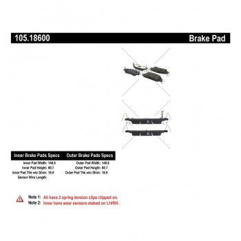 105.18600 Тормозные колодки Posi-Quiet Ceramic HONDA перед 