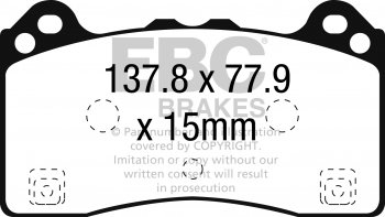 DP92274 EBC Brakes Orangestuff колодки тормозные перед FORD Focus (Mk3) Ширина 138мм, Высота 77мм, Толщина 15мм