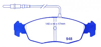 DP5948NDX EBC Brakes колодки тормозные перед CITROEN Saxo, Xsara, Xsara Estate; PEUGEOT 106, 306 Ширина 140мм, Высота 48мм, Толщина 17мм