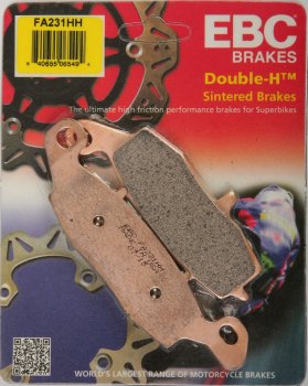 FA231HH EBC BRAKES Double-H™ тормозные колодки  H.P. POWER Pantera; KAWASAKI BJ, EJ, EJ800, ER, GPZ, KLE, KLV, VN, W, Z, ZR; SUZUKI C, DL, GS, GSF, GSR, GSX, M, M1500, RV, SFV, SV, VL, VZ, XF 1995-2012 года выпуска