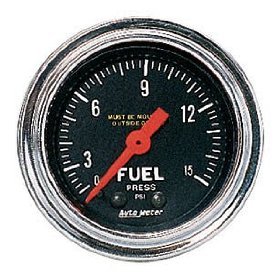 2" датчик давления топлива, 0-15 PSI, NO TUBING, MECH AUTO METER #2411 2411 Traditional Chrome Mechanical Fuel Pressure Gauge