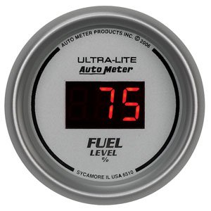 2-1/16" датчик уровня топлива, PROG W/PRESETS, DIG. SILVER AUTO METER #6510 Fuel LevelProgrammable Empty - Full Range