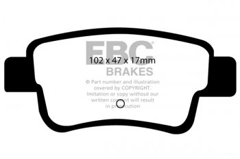 DP1599  EBC Brakes Ultimax2 Тормозные колодки зад. ABARTH Grande Punto выпуска 2011 — 2014 года
