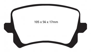 DP32004C EBC Brakes Redstuff Тормозные колодки зад. VOLKSWAGEN Passat, Passat Alltrack, Passat CC Ширина 105мм, Высота 56мм, Толщина 17мм