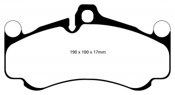 DP42094R EBC Brakes Yellowstuff Тормозные колодки перед PORSCHE 911 (997) (Cast Iron Disc Only) Ширина 190мм, Высота 100мм, Толщина 17мм