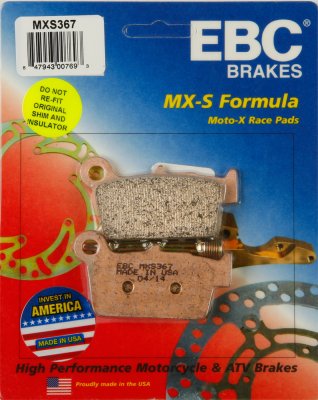 MXS367 EBC BRAKES Organic тормозные колодки APRILIA, FANTIC, GAS-GAS, KAWASAKI, SHERCO, SUZUKI, T.M., W K BIKES, YAMAHA 2001-2013 года выпуска