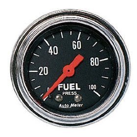 2" датчик давления топлива, 0-100 PSI NO TUBING, MECH AUTO METER #2412 2412 Traditional Chrome Mechanical Fuel Pressure Gauge