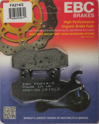 FA214/2 EBC BRAKES Organic тормозные колодки  TRIUMPH America, Bonneville, Bonneville, Bonneville, Daytona, Scrambler, Speed, Speedmaster, Speedtriple, Sprint, T595, Thruxton, Tiger 1997-2012 года выпуска