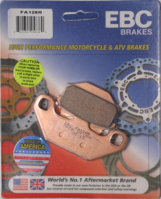 FA128R EBC BRAKES Organic тормозные колодки  KAWASAKI KEF, KSF, KXF; SUZUKI LT 1987-2004 года выпуска