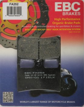 FA252 EBC BRAKES Organic тормозные колодки  YAMAHA BT, FJ, FZ, TDM, TZR, XJ, XP, XV, YZ, YZF-R6 1989-2012 года выпуска