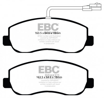 DPX2083 EBC Brakes Ultimax2 колодки перед NISSAN NV400; OPEL/VAUXHALL Movano; RENAULT Master; выпуска 2010-2023 года