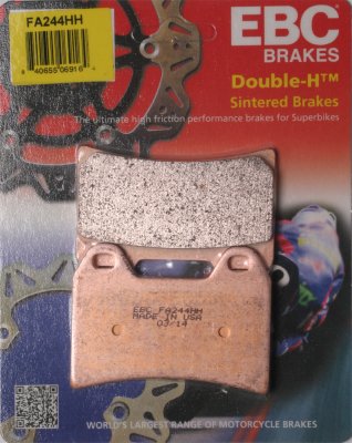 FA244HH EBC BRAKES Double-H™ тормозные колодки APRILIA, BENELLI, BIMOTA, BMW, CAGIVA, DUCATI, GENERIC, HONDA, HOREX, HUSQVARNA, KEEWAY, KTM, MAGNI, MOTO GUZZI, MOTO MORINI, MV, NORTON, SACHS (HERCULES), SCORPA, SUZUKI, Ural, VICTORY, VOXAN, YAMAHA 1994-2013 года выпуска