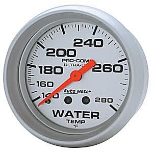 2-5/8" датчик температура воды, 140- 280`F, 6' LINE, MECH AUTO METER #4431 Water Temperature