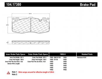 104.17380 Тормозные колодки Posi-Quiet Metallic BMW перед 