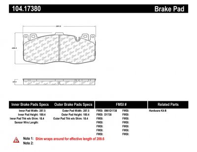 104.17380 Тормозные колодки Posi-Quiet Metallic BMW перед 