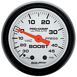 2-1/16" BOOST-VAC (давление наддува и разряжения), 30 IN HG/45 PSI, MECH, PHANTOM AUTO METER #5708 Vacuum / Boost