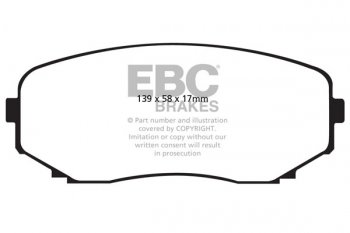 DP61794 EBC Brakes Greenstuff тормозные колодки перед. MAZDA CX-7, CX-9; MITSUBISHI Eclipse Cross, Outlander, Shogun выпуска 2007-2022 года