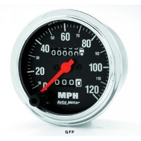 3-3/8" сподометр, 120 MPH, IN-DASH, W/TRIP, MECH AUTO METER #2492 2492 3 3/8" Traditional Chrome - Speedometer - Mechanical - 120 MPH