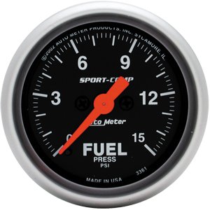 2" датчик давления топлива, 0-15 PSI, W/O PEAK &amp; VALLEY AUTO METER #3361 Fuel Pressure
