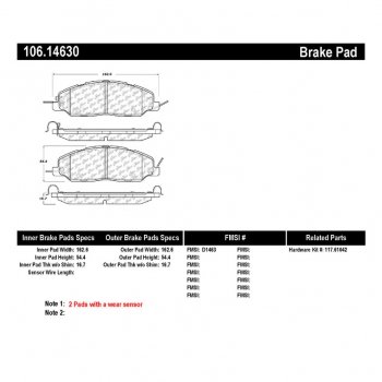 106.14630 Тормозные колодки PosiQuiet Extended Wear FORD 