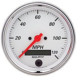 3-3/8" сподометр, 120 MPH, LCD, ELEC, ARCTIC WHITE AUTO METER #1380 Speedometer Elec. Programmable