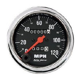 3-3/8" сподометр, 160 MPH, IN-DASH, W/TRIP, MECH AUTO METER #2494 2494 Traditional Chrome In-Dash Speedometer