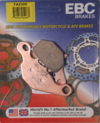 FA230R EBC BRAKES Organic тормозные колодки  KAWASAKI KLX, KMX; SUZUKI DR, RM 1996-2012 года выпуска