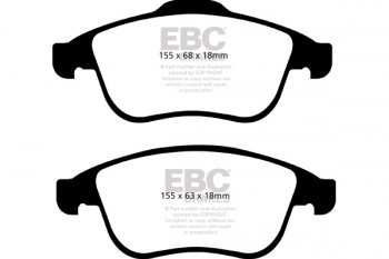 DP42071R EBC Brakes Yellowstuff Тормозные колодки перед RENAULT Laguna 3, Laguna 3 Coupe, Talisman Ширина 155мм, Высота 68мм, Толщина 18мм