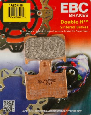 FA254HH EBC BRAKES Double-H™ тормозные колодки  HONDA CB, VT, X4; KAWASAKI GTR, ZX, ZZ; MZ/MUZ 1000; SUZUKI GS, GSF, GSX, GSXR 1996-2012 года выпуска