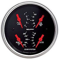 3-3/8" QUAD GAUGE, DESIGNER BLACK AUTO METER #1412