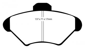DP41143R EBC Brakes Yellowstuff Тормозные колодки перед FORD Mustang (4th Generation), Thunderbird Ширина 131мм, Высота 71мм, Толщина 17мм