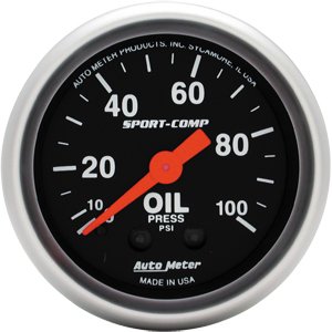 2" Давление масла, 0-100 PSI, MECH, SPORT-COMP AUTO METER #3321 Oil Pressure