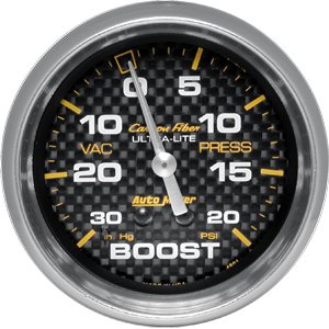 2-5/8" BOOST-VAC (давление наддува и разряжения), 30 IN. HG/20 PSI, MECH, CF AUTO METER #4801 Vacuum / Boost