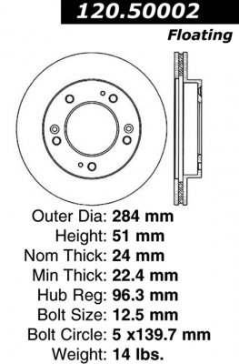 Передний тормозной диск - с перфорацией и насечками KIA PDS.50002 Выпуска 1995-2002 года