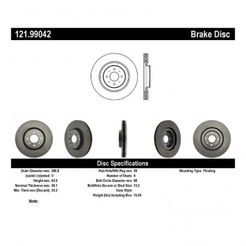 121.99042 Тормозные диски Premium ALFA ROMEO перед 