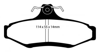 DP41197R EBC Brakes Yellowstuff Тормозные колодки CHRYSLER, MITSUBISHI Leganza, Nubira, Diamante CHRYSLER Leganza 2.2 99 and up; CHRYSLER Nubira 2.0 97 and up; MITSUBISHI Diamante 3.5 97 thru 2004