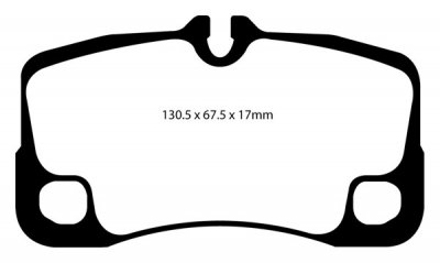 DP31930C EBC Brakes Redstuff Тормозные колодки зад. PORSCHE 911 (997) (Cast Iron Disc Only) Ширина 130,5мм, Высота 67,5мм, Толщина 17мм