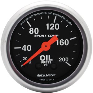 2" Давление масла, 0-200 PSI, MECH, SPORT-COMP AUTO METER #3322 Oil Pressure