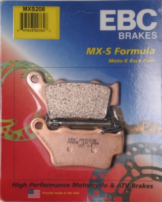 MXS208 EBC BRAKES Organic тормозные колодки ALFER, APRILIA, BENELLI, CCM, FACTORY, GAS-GAS, HIGHLAND, HUSABERG, HUSQVARNA, KRAM-IT (KRAMER), KTM, MAICO, PRAGA, T.M., VERTEMATI, VOR, YAMAHA 1993-2012 года выпуска