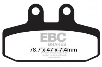 FA256TT EBC BRAKES Organic тормозные колодки APRILIA, CAGIVA, DERBI, GARELLI, GILERA, HONDA, MALAGUTI, MOTO MORINI, SCARABEO 1985-2012 года выпуска