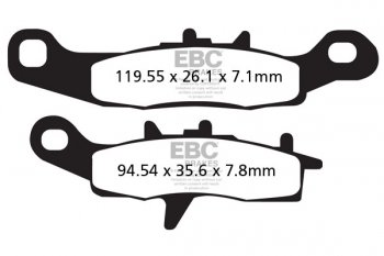 FA258TT EBC BRAKES Organic тормозные колодки  KAWASAKI KL, KLX, KX; SUZUKI RM 1997-2013 года выпуска