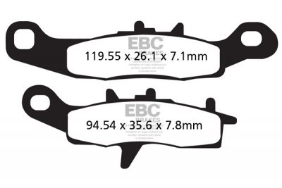 FA258TT EBC BRAKES Organic тормозные колодки  KAWASAKI KL, KLX, KX; SUZUKI RM 1997-2013 года выпуска