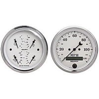 3-3/8" QUAD GAUGE & сподометр, OLD TYME WHITE AUTO METER #1600