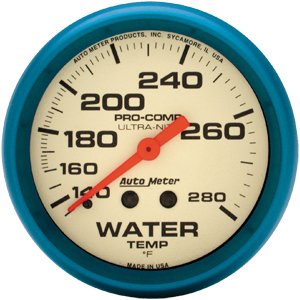 2-5/8" датчик температура воды, 140- 280`F, 6' CAP, WATER RES AUTO METER #4531 Water Temperature