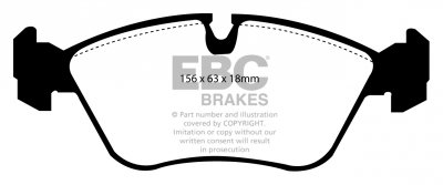 DP4880R EBC Brakes Yellowstuff Тормозные колодки перед VOLVO 850, C70, S70, V70, V70 XC Ширина 156мм, Высота 63мм, Толщина 18мм