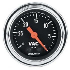 2" вакуумметр 30 IN. HG, MECH AUTO METER #2484 2484 Traditional Chrome Mechanical Vacuum Gauge