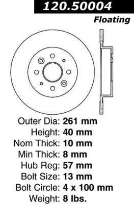 Задний тормозной диск - с перфорацией и насечками KIA PDS.50004 Выпуска 1998-2003 года